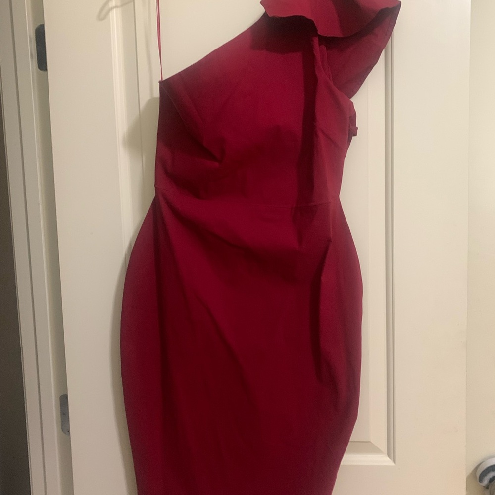 New deep red one shoulder dress! Size 12 but fits like an 8! New with tags!